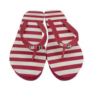 Coach Womens Thong Wedge Flip Flops  Pink/White 9